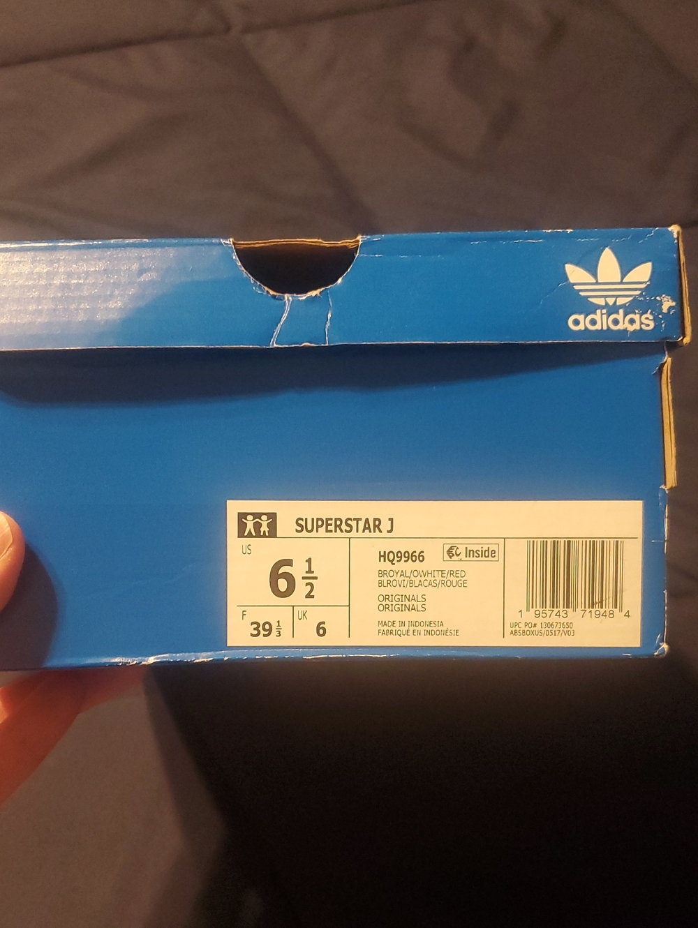 Blue with Red and White Stripes Adidas Superstar Sneakers